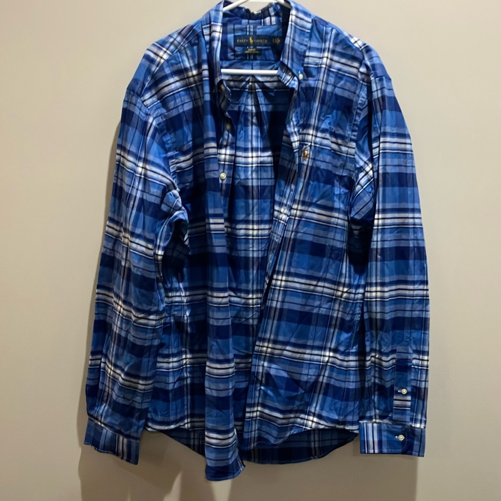 Blue Plaid Button-Up Shirt